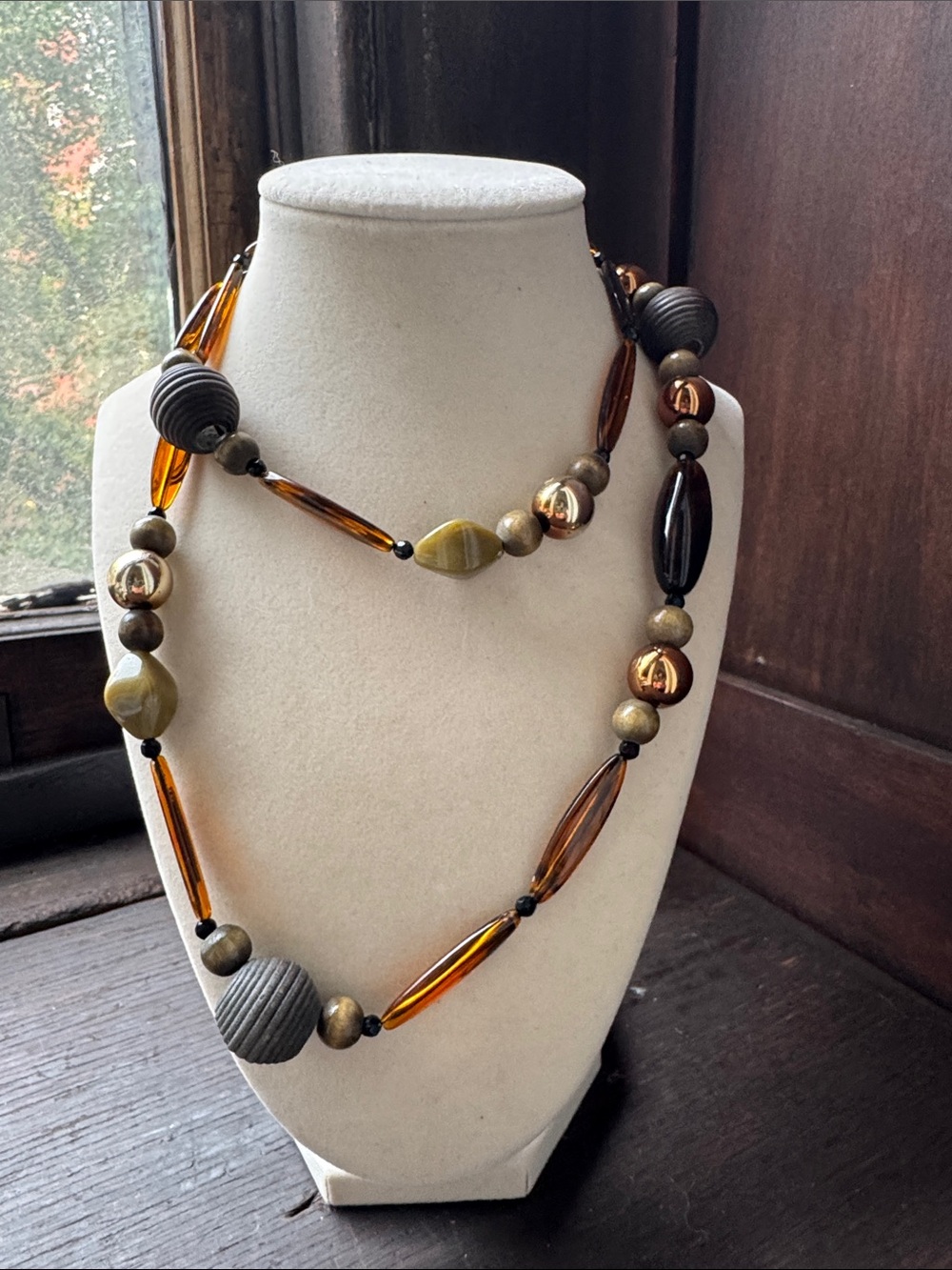 3/$30 Multi-Tone Amber and Olive Beaded Women's Necklace